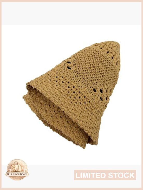 Straw Bucket Hat Women Knitted Crochet Sun Hat Packable Woven Beach Hat main image 4